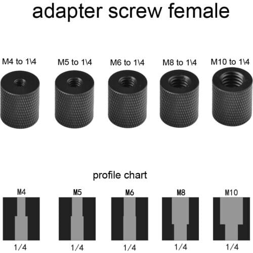 M4 M5 M6 M8 M10 convert to 1/4 female adapter screws camera aluminium double Screw hole sleeve photography lamps holder nuts