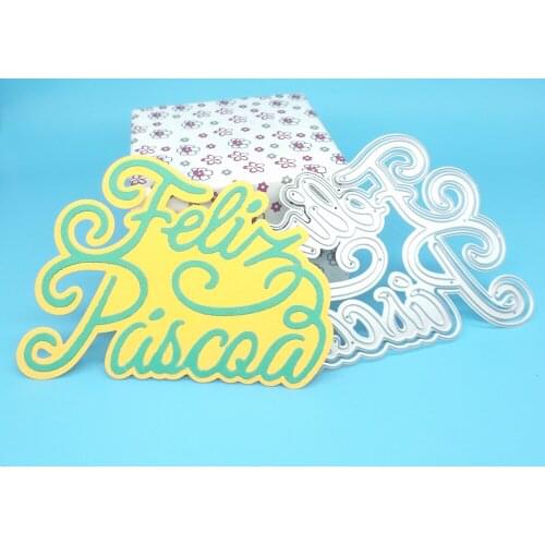 Portuguese Happy Easter Metal Cutting Die, Paper Crafts, Scrapbook, Card Album DIY Decoration Accessories