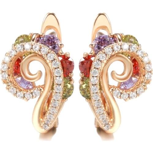 Kinel Fashion Colorful Natural Zircon Drop Earrings For Women 585 Rose Gold Crystal Flower Bride Earrings Luxury Wedding Jewelry