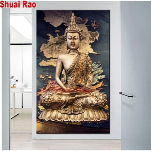 Status Buddha DIY Crystal diamonds full drill square 5D diamond painting cross stitch kit mosaic round rhinestone embroidery