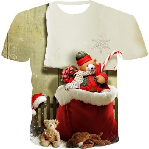 New T-shirt mens high-quality mens and womens T-shirt Halloween funny short-sleeved 3D printing Christmas mens T-shirt