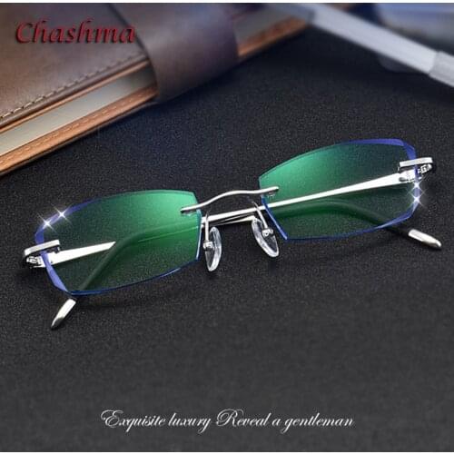 Glasses Men Eyeglasses Frames Rimless Titanium Tint Sunglasses Prescription Glass Diamonds Anti Blue Ray Anti Resistance Lens