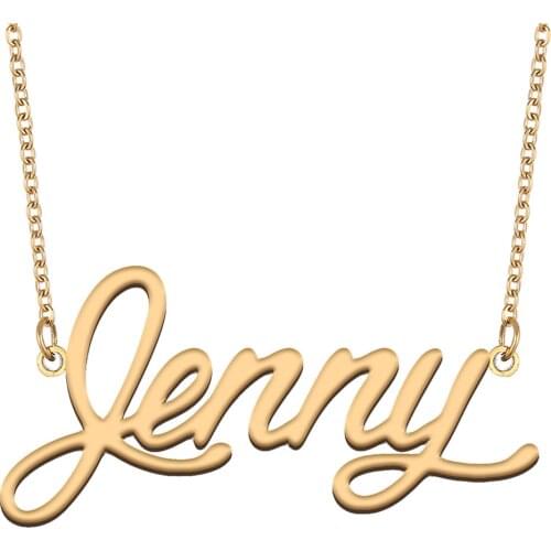 Jenny Name Necklace for Women Stainless Steel Jewelry 18k Gold Plated Nameplate Pendant Femme Mother Girlfriend Gift