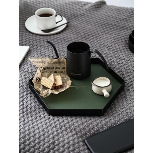 Stainless Steel Leather Desktop Display Storage Tray Household Earrings Pendant Ring Small Items Jewelry Tray