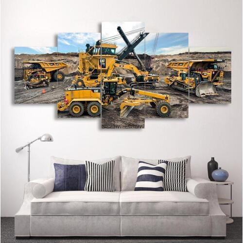Full square 5d diy diamond painting engineering vehicle Excavator rhinestone 3D diamond embroidery mosaic needlework art 5 piece