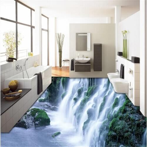 Beibehang custom flooring 3D outdoor magnificent waterfall landscape three-dimensional background to paint thick waterproof w