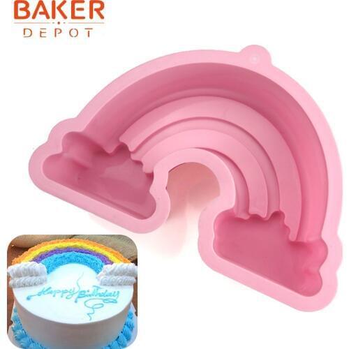 BAKER DEPOT Silicone Mold for Cake pastry baking rainbow shape bread cakes bakeware cake decoration tool DIY birthday party