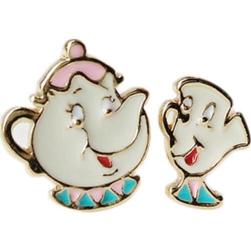 Alloy Enamel Lovely Cartoon Beauty And The Beast Earrings Cosplay Jewelry Famous Movie Cups Stud Earring Kids Ear Studs