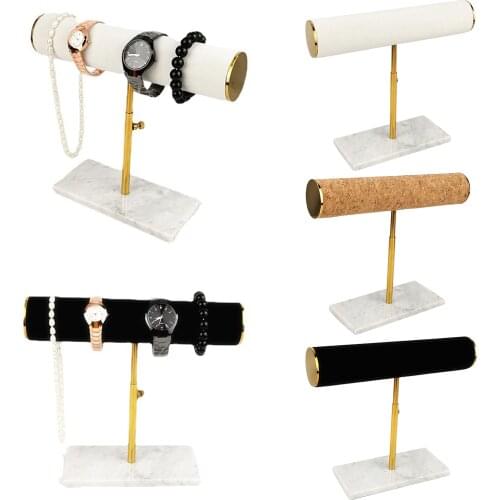 Stable Marble Base Bracelet Chain Watch T-Bar Bangle Watch Display Stand Jewelry Organizer Holder for Jewelry Store and Home