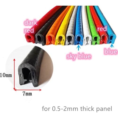Steel Rubber U Strip Edge Shield Encloser Bound Glass Metal Wood 0.8-2mm Yellow Orange Green Brown Red Blue White Gray Black