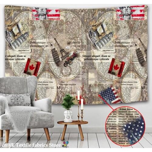 Splicing Old Posters Tapestry Retro Art Wall Hang Hippie Background Decoration Polyester Home Decoration