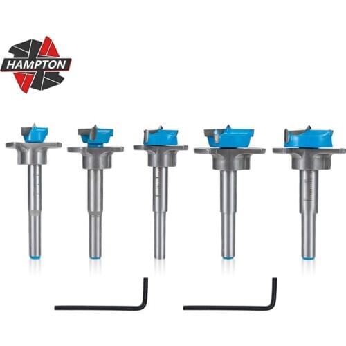 Forstner Drill Bit Set 5pcs Adjustable Wood Hole Cutter 15/20/25/30/35mm Woodworking Centering Hole Saw Wood Auger Drill Bit