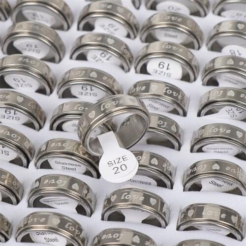 36pcs/lot Love Stainless Steel Spinner Rotating Couple Rings For Men Women Jewelry