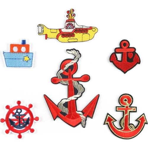 6 types Nautical anchor ship Series For Iron on Embroidered Patches For child Clothes Hat Jeans Sticker Sew-on DIY Patch Badge