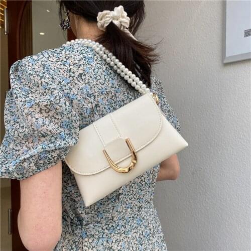 Fashion Crossbody Bags for Women Pearl Chain Strap Ladies Mini Shoulder Bag Small Messenger Bag Female Phone Purse Handbags