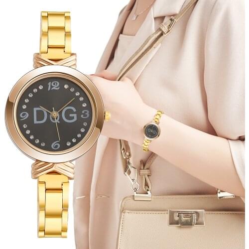 Women Bracelet Watches 2021 DQG Brand Fashion Shining Ladies Wristwatches Luxury Gold Stainless Steel Female Quartz Watch Clock