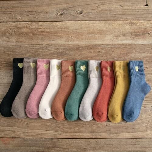 Womens Autumn And Winter Thickened Tube Socks Womens Towel Socks Solid Color Ladies Terry Socks Japanese Simple Manufacturers