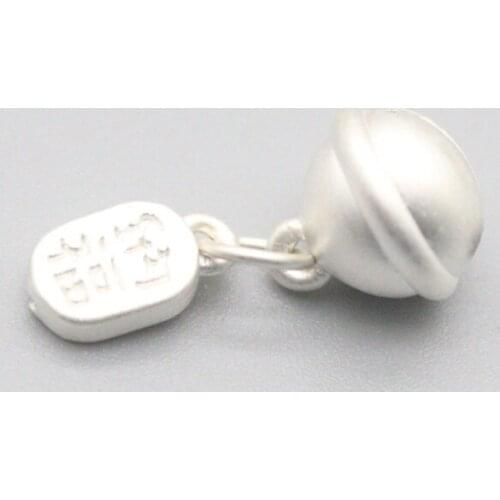 1PCS Genuine 999 Fine Silver Lucky Bell Charm Pendant DIY Jewelry Blessing 0.51Inch H