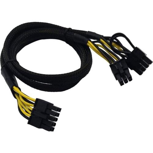 10 Pin to 8 Pin(6+2) 6 Pin PCIe GPU Power Adapter Sleeved Cable for Dell Precision 5820 7820 21-Inch (53cm)
