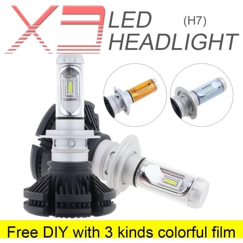 2pcs H7 X3 Car Haedlight Bulbs 50W 6000LM 3000K 6500K 8000K LED Auto Fog Light Lamp Hi or Lo Light Bulbs For Cars SUV Waterproof