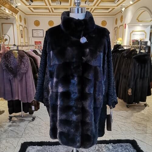 2020 fashion Karakul Sheep Swakara fur coat imported mink fur coat Match mink womens fashion mink coat long with winter