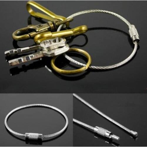 5pc Edc Multi-quality Stainless Steel Wire Rope Keychain Wire Chain Key Ring Carabiner Cable Key Ring Outdoor Hiking Hangingtool