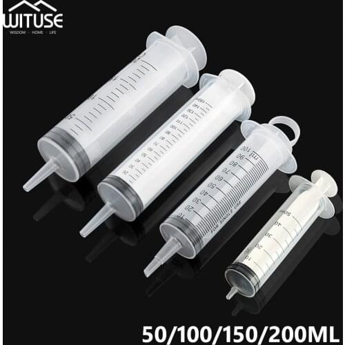 50-200ml Large Plastic Hydroponics Analyze Disposable Measuring Nutrient Syringes Health Measuring Syringes Cat Feed Tools