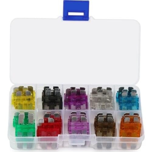 50pc 2/3/5/7.5/10/15/20/25/30/35A Car Truck Blade Fuses AMP Plastic Box Assortment with Clip Auto Blade Type Fuse Set