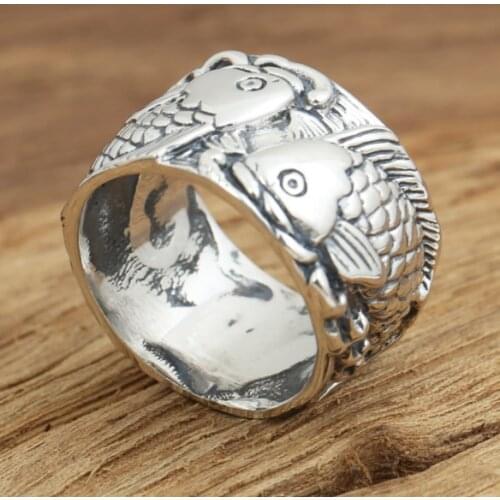 925 STERLING SILVER Solid Thai Lucky fish RING jewelry US SIZE 8-10.5 A3295