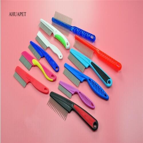 AHUAPET Cat Dog Grooming Supply Cat Dog Comb Stainless Steel Needle Remove Flea Cat Grooming Brush Comb Clean Tool Chihuahua E