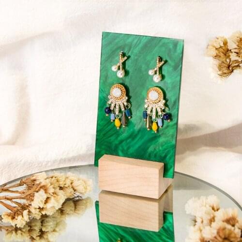 Acrylic Colorful Earrings Display Holder Jewelry Display Card Solid Wood Rings Display Tray