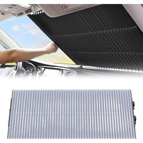 Car Windshield Sunshade Curtain Retractable Folding Auto Sunshade Cover Reflective Aluminum Film Curtains Anti-UV Rook Sun Shade