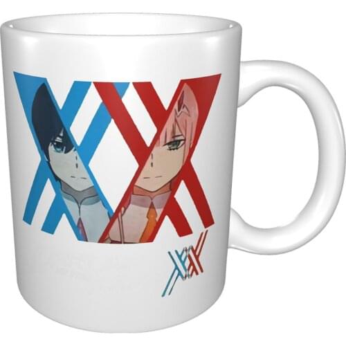 Darling In The Franxx Zero Two X Hiro Novelty Crew Mug Coffee Cup Coffee Mug Tea Cups Yogurt Cups With Lid