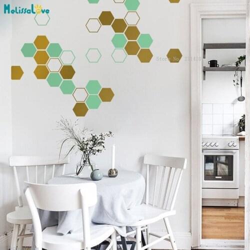 Bicolor Honeycombs Wall Decal Custom 2 Colors Geometric Décor Home Living Room Stickers Graphic DIY Murals YT6146