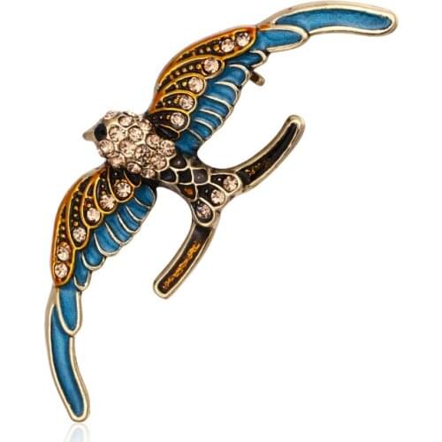 New Eagle Bird Brooches for Women Rhinestone Enamel Animal Brooch Pins Women Suit Shawl Shirt Accessories Jewelry Pendant Badge