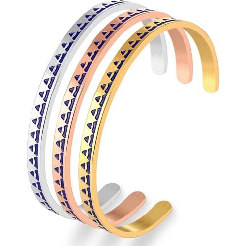 Thin Triangle Design Enamel Open Bangle Armband Charm Gold Bracelet For Women Fashion Jewelry Stainless Steel Bohemian Pulseiras