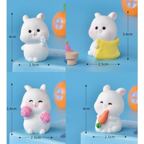 1pc Cute Fat Rabbit Model Cartoon Animal Figurine Dollhouse Miniature Fairy Garden Decoration Resin Casting Mold Fillers