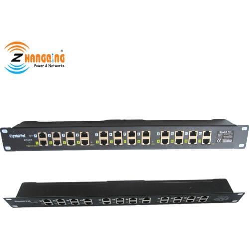 ZQPOEG12 Security Gigabit POE Injector 12 Port 1U Multiport Rack Mount POE Patch Panel 100/1000Mbps CCTV Accessories