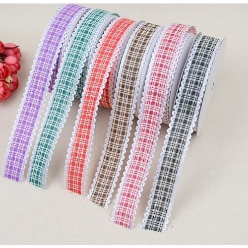 Grosgrain Ribbon Embossed Printed Plaid 25mm High Quality DIY Clothing Applique Gift Wrapping Hair Accessories BBXU-142