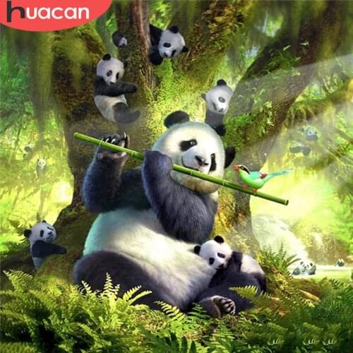 HUACAN Full Square/Round Diamond Painting 5d Panda Handicraft DIY Diamond Embroidery Animal Mosaic Forest Home Decor