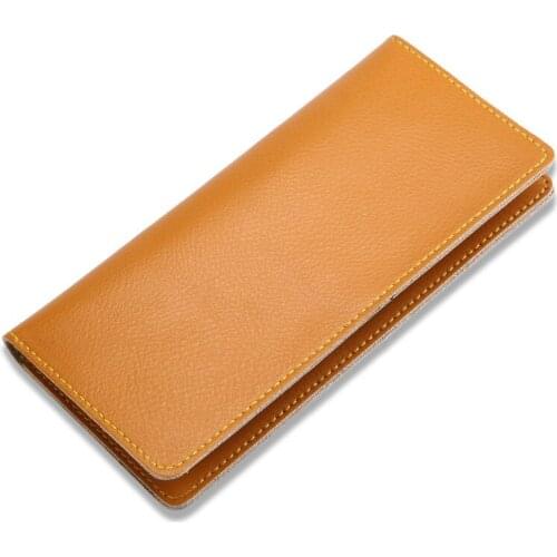 Genuine Leather Men Long Wallet Women Long Purse Male Slim Money Bag Female Credit Card Holder Thin Two Fold Clutch For Ladies