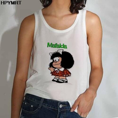 Sexy Summer vetement femme Crop Top Women Tank Tops Mafalda Print Vest Harajuku Tank Top T Shirt Femme Girls tops for Female