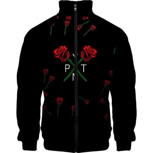 Roses Surround 3D Payton Moormeier Stand Collar Zipper Fashion Jacket Cool Women/men Streetwear Punk Style Polyester Frdun Tommy
