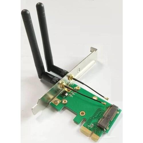Mini PCI Express mini pcie to PCI-E desktop Wireless wifi network card Adapter + 2 Antenna