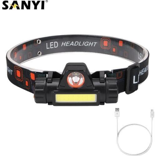 Mini XPE COB LED Headlight Headlamp USB Rechargeable Head Lamp Magnetic Flashlight Torch Camping Hiking Night Fishing Head Light