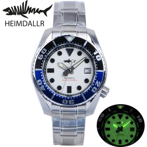 Heimdallr Mens Diver Watch MM200 Sapphire Stainless Steel NH35 Automatic Movement 20Bar Water Resistant Full C3 Green Luminous