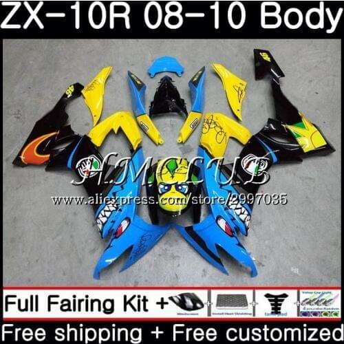 Bodywork For KAWASAKI NINJA ZX10R Shark fish blue ZX1000C 2008 2009 2010 63HC20 ZX 10R ZX10R ZX1000 ZX-10R 08 09 10 Fairing kit