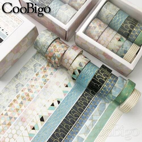 Washi Tape Set Masking Tapes Decorative Adhesive Scrapbooking Sticker Stationery Journal Diary Nordic Geometric Marble 10pc/pack