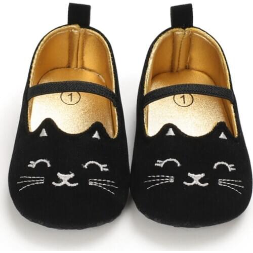 Toddler Cute Cat Print Anti-Slip Princess Shoes 0-18M Baby Girls Casual Sneakers Soft Soled First Walkers