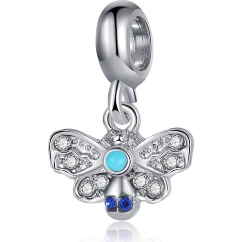 New Cute Blue Butterfly Pendant DIY Beads Suitable for Original Pandora Charm Bracelet Ladies Jewelry Making Gifts